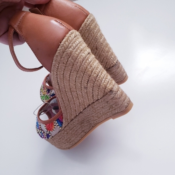 Anthropologie Gaimo Colorful Brazilian Embroidered Espadrille Wedge - Picture 7 of 12